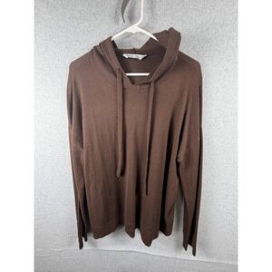 Luxury Private Collection Sweater Womens Large Brown‎ Cashmere Blend Hooded